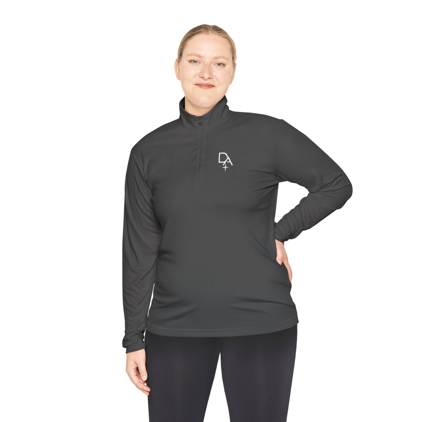 Minimal White Quarter-Zip Pullover — Small Rocket Logo