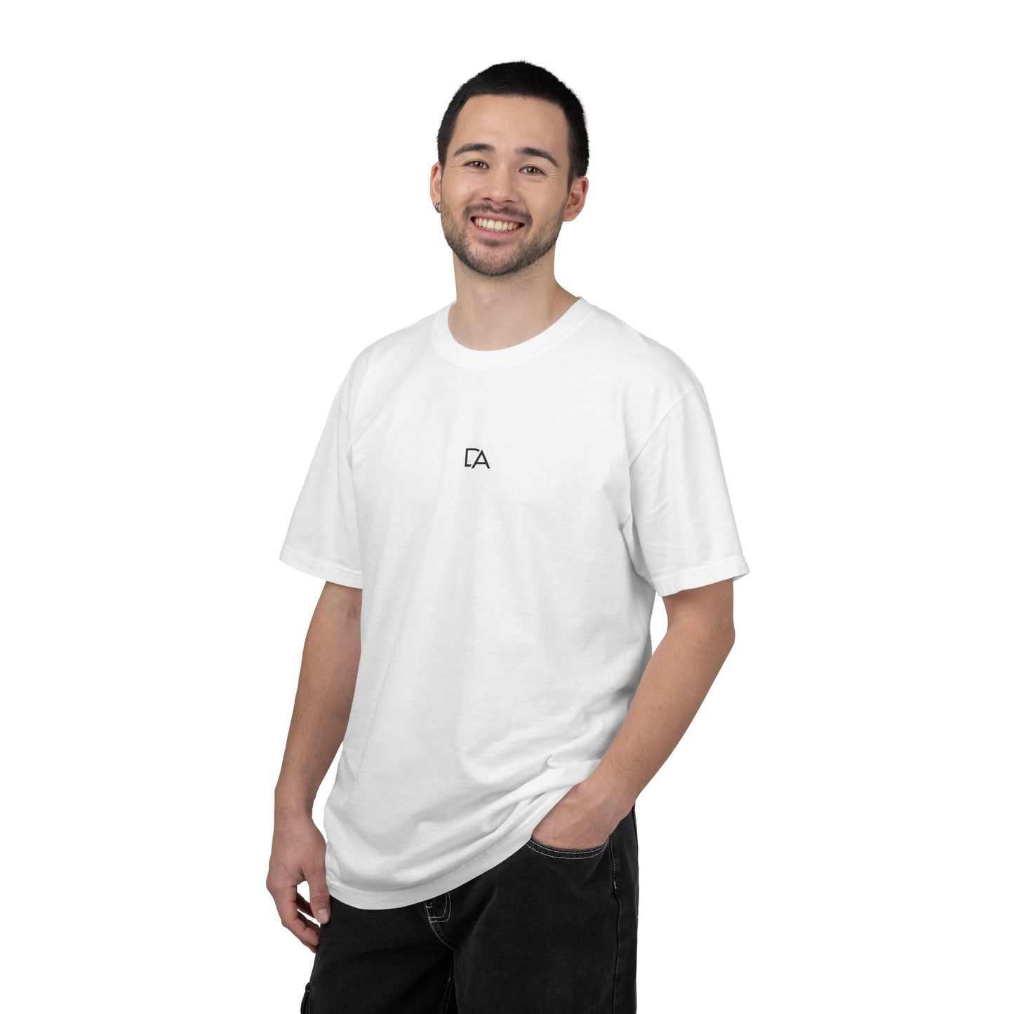 Minimalist 'DA' Logo T-Shirt — Garment-Dyed Casual Tee