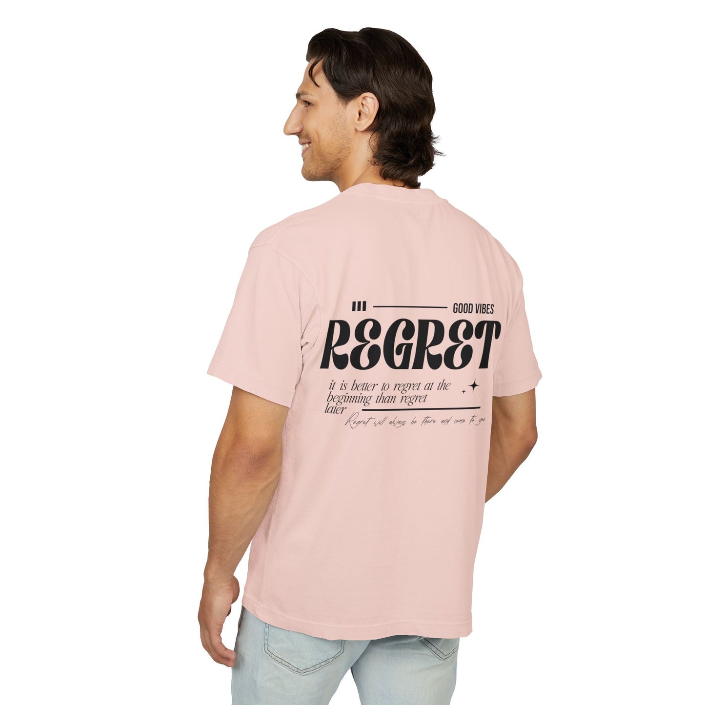Regret Typography Tee — Minimal Graphic Urban T‑Shirt ("No Regret" Back Print)