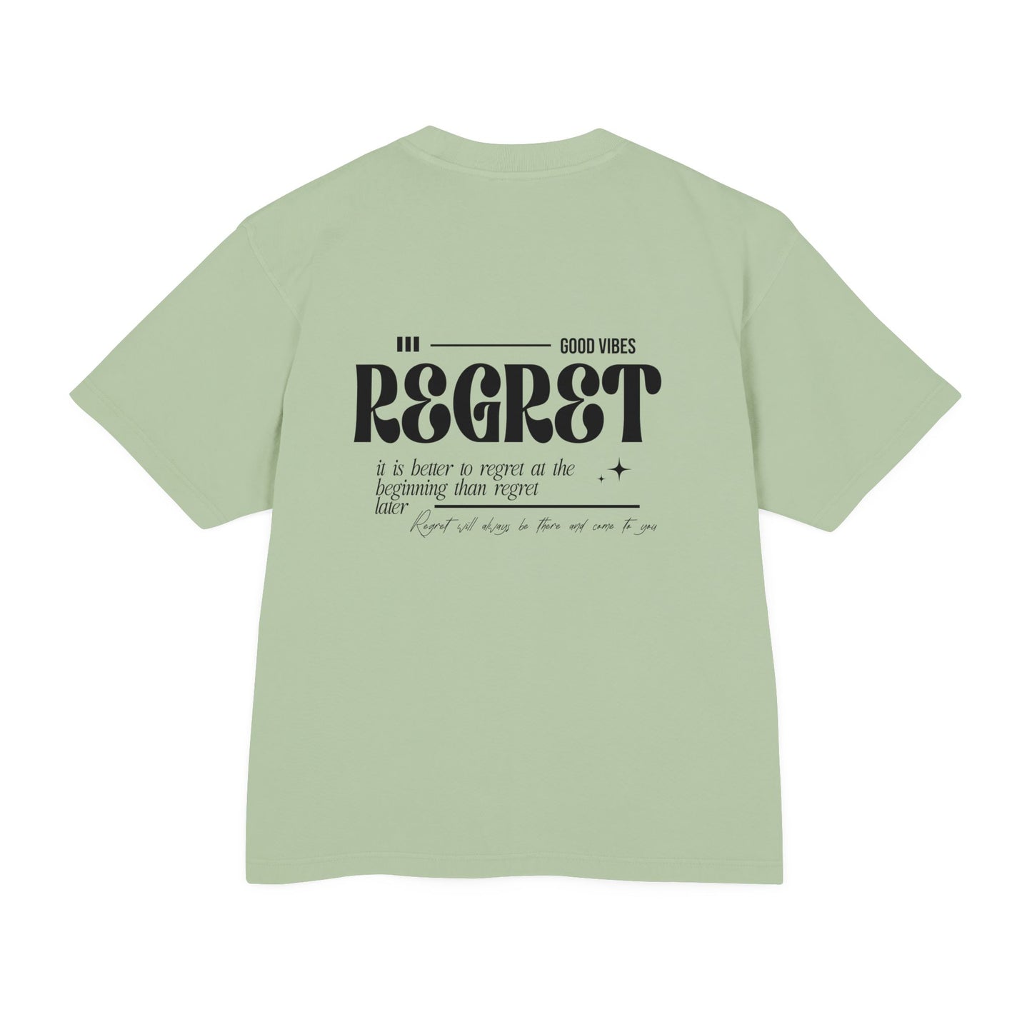 Regret Typography Tee — Minimal Graphic Urban T‑Shirt ("No Regret" Back Print)