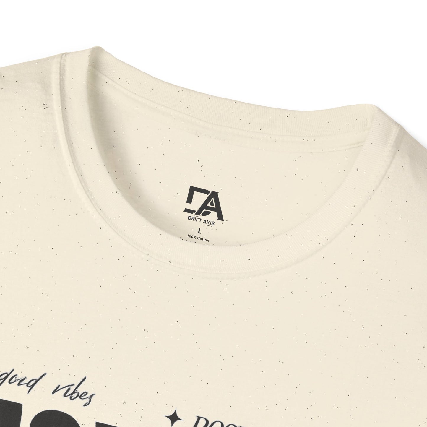 Unique Graphic T-Shirt — "Good Vibes + Positive" Retro Wavy Text