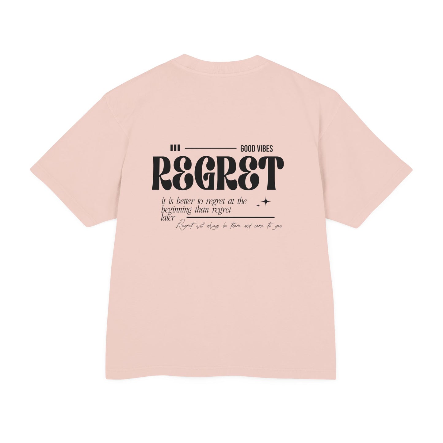 Regret Typography Tee — Minimal Graphic Urban T‑Shirt ("No Regret" Back Print)