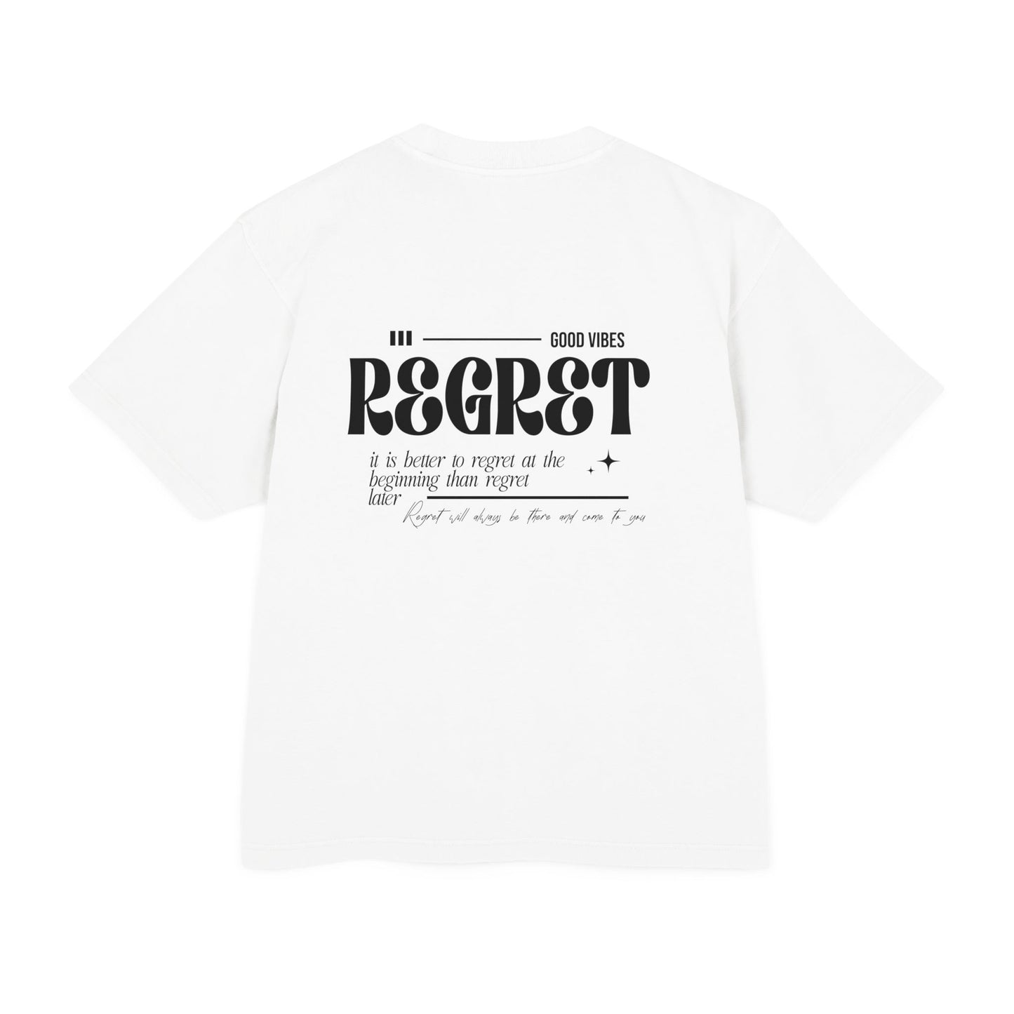 Regret Typography Tee — Minimal Graphic Urban T‑Shirt ("No Regret" Back Print)