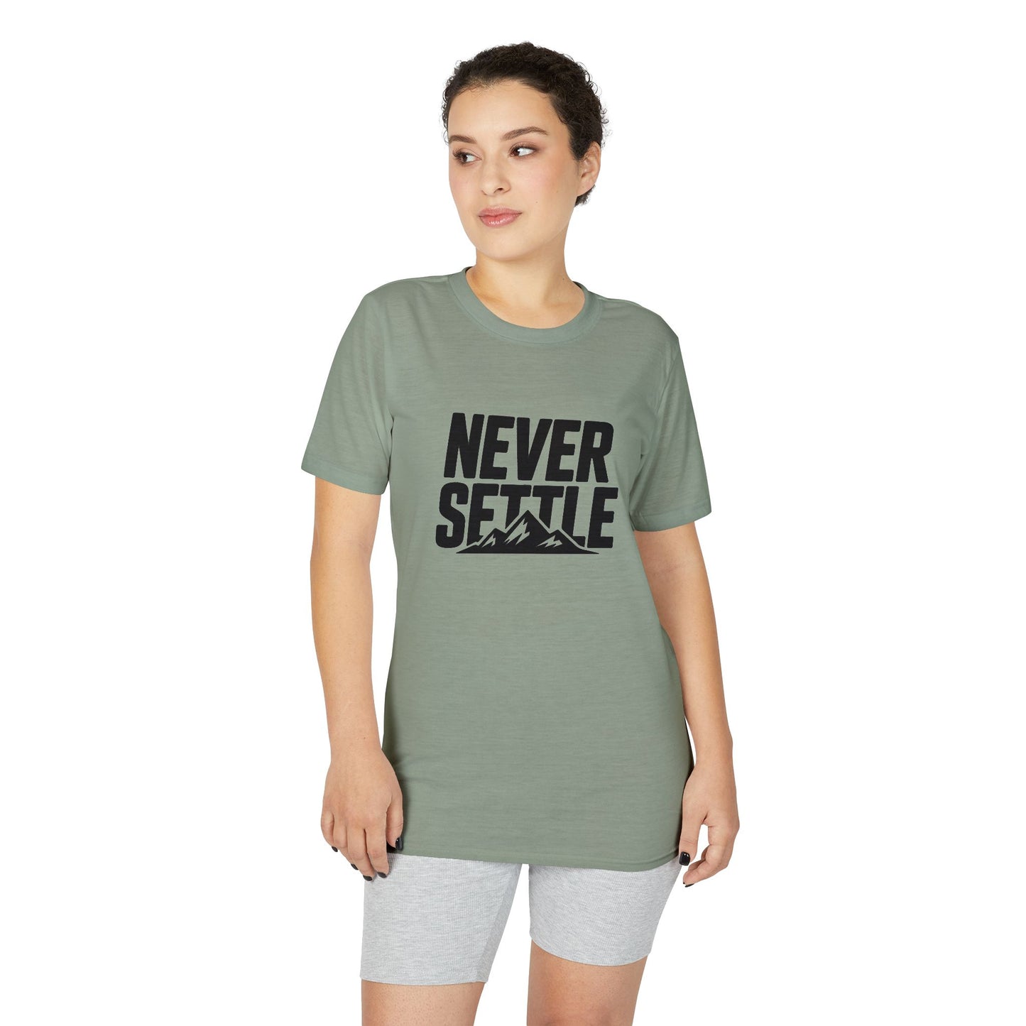 Never Settle Performance T-Shirt — Motivational Outdoor Graphic Tee