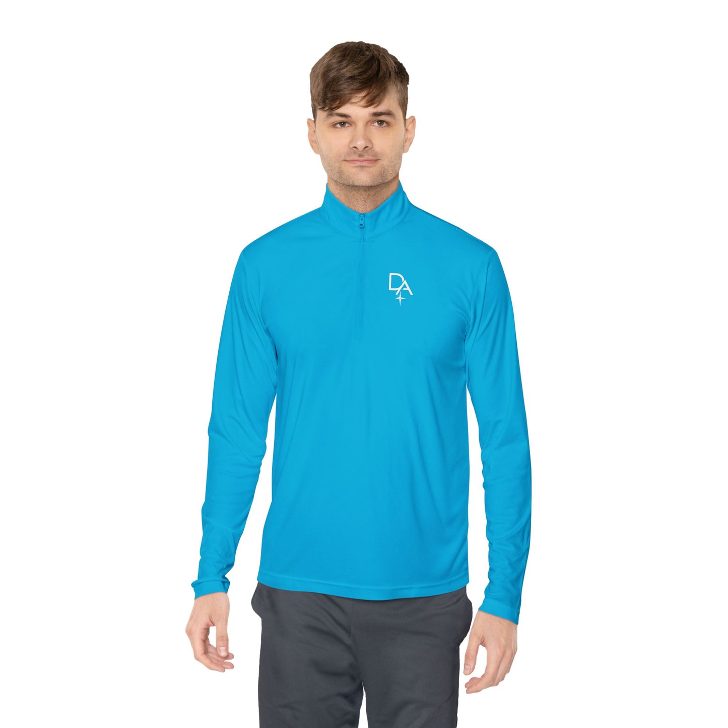 Minimal White Quarter-Zip Pullover — Small Rocket Logo