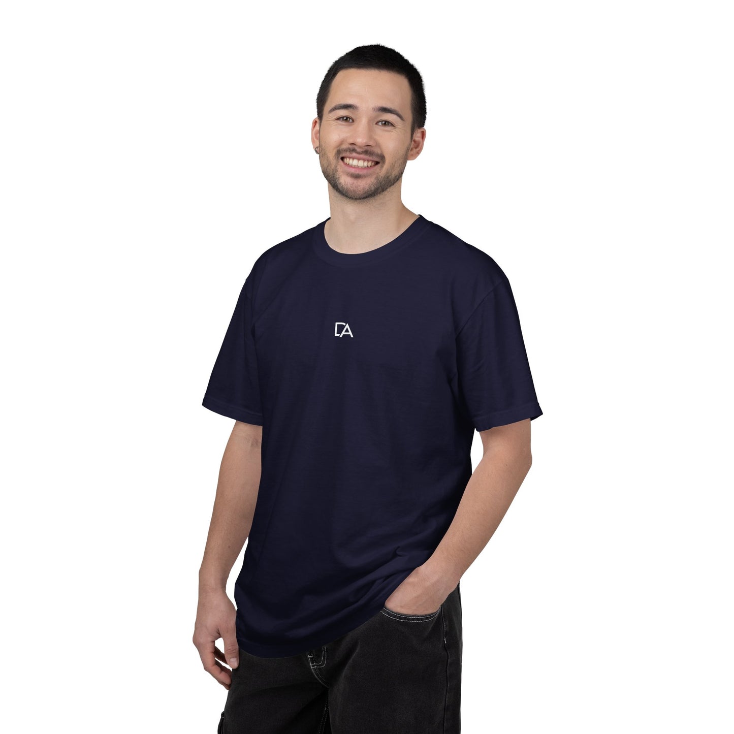 Minimalist 'DA' Logo T-Shirt — Garment-Dyed Casual Tee