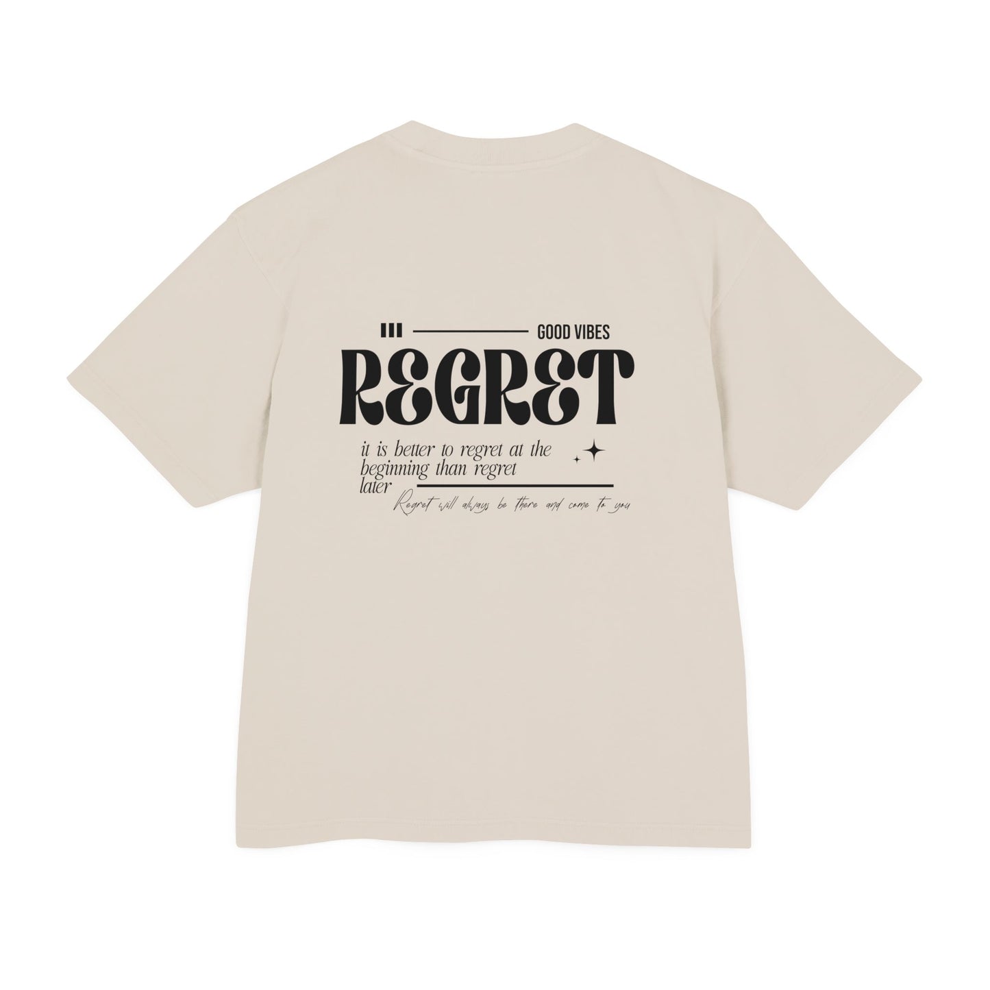 Regret Typography Tee — Minimal Graphic Urban T‑Shirt ("No Regret" Back Print)