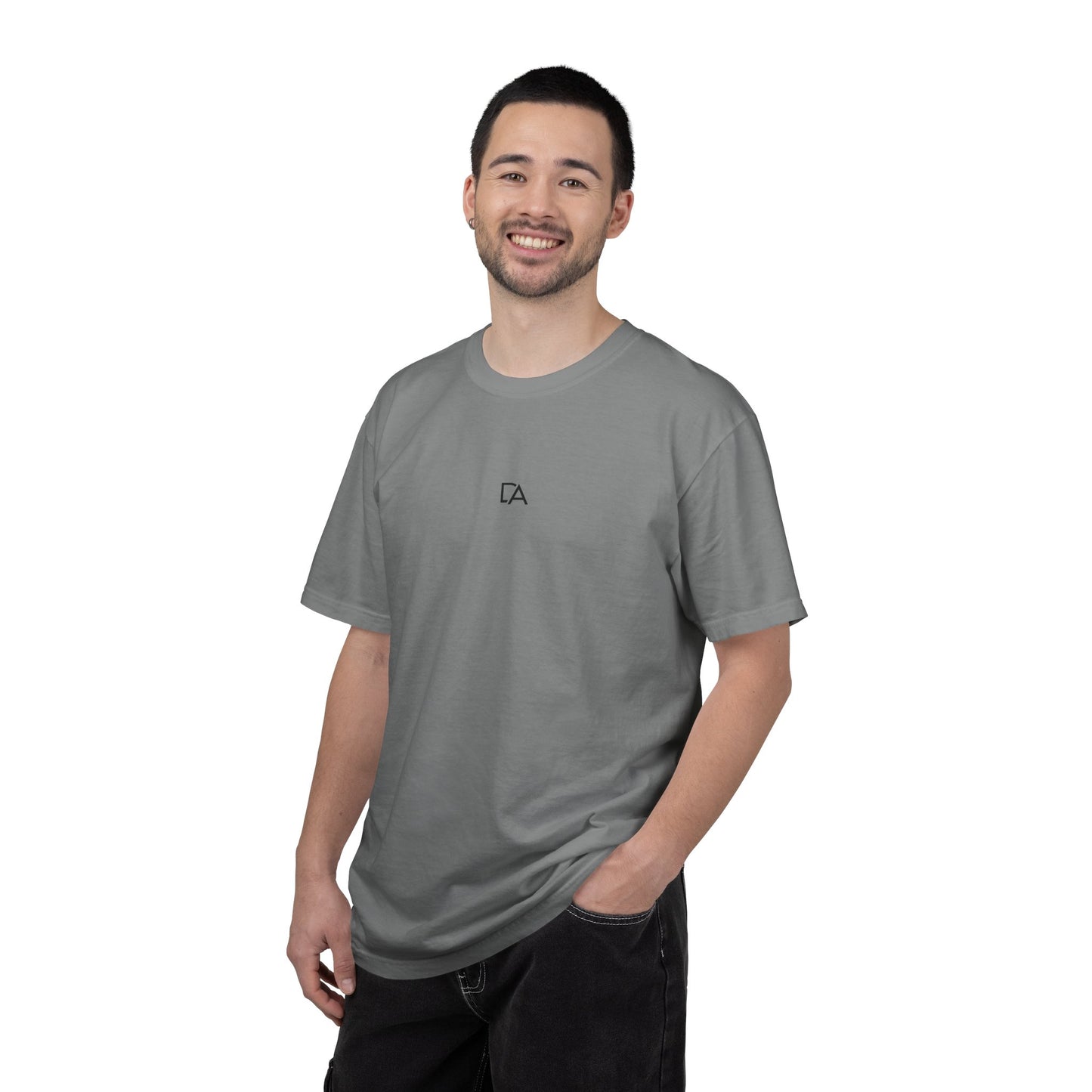 Minimalist 'DA' Logo T-Shirt — Garment-Dyed Casual Tee