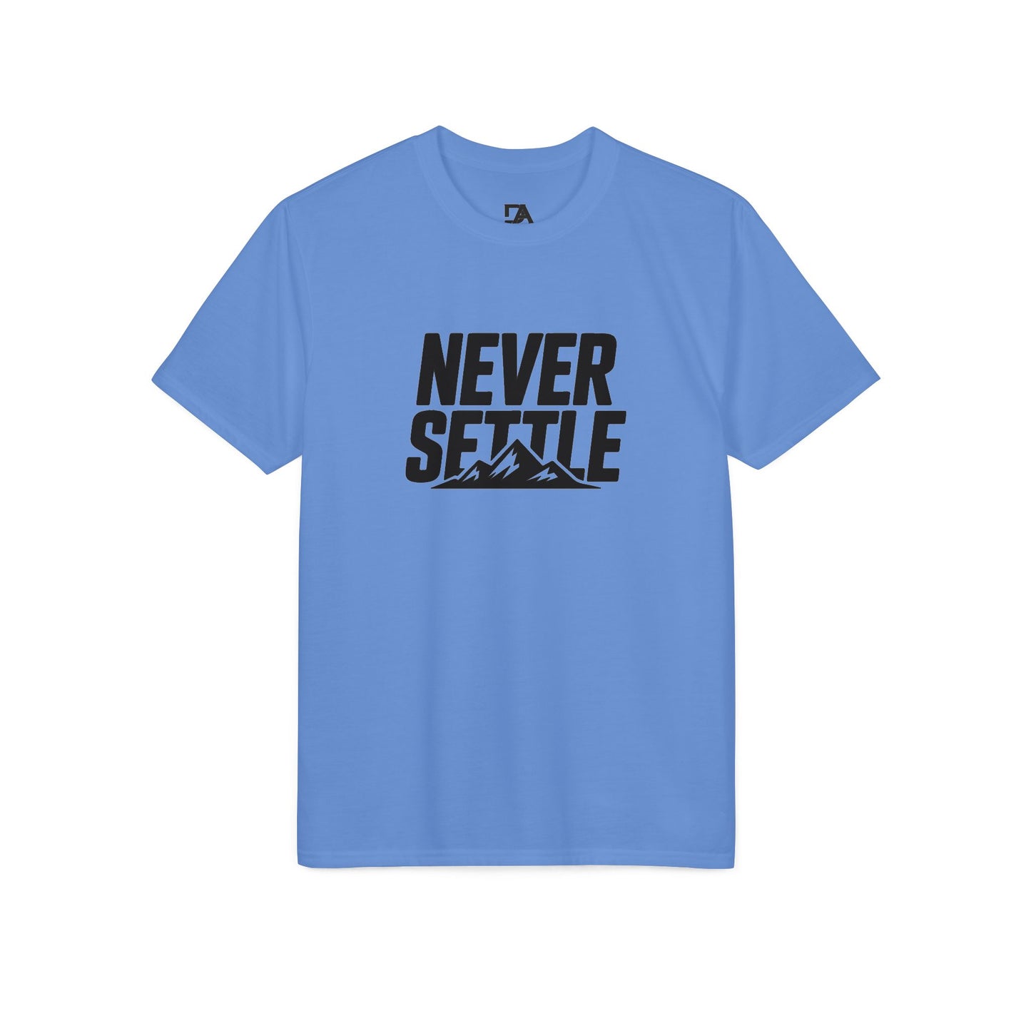 Never Settle Performance T-Shirt — Motivational Outdoor Graphic Tee
