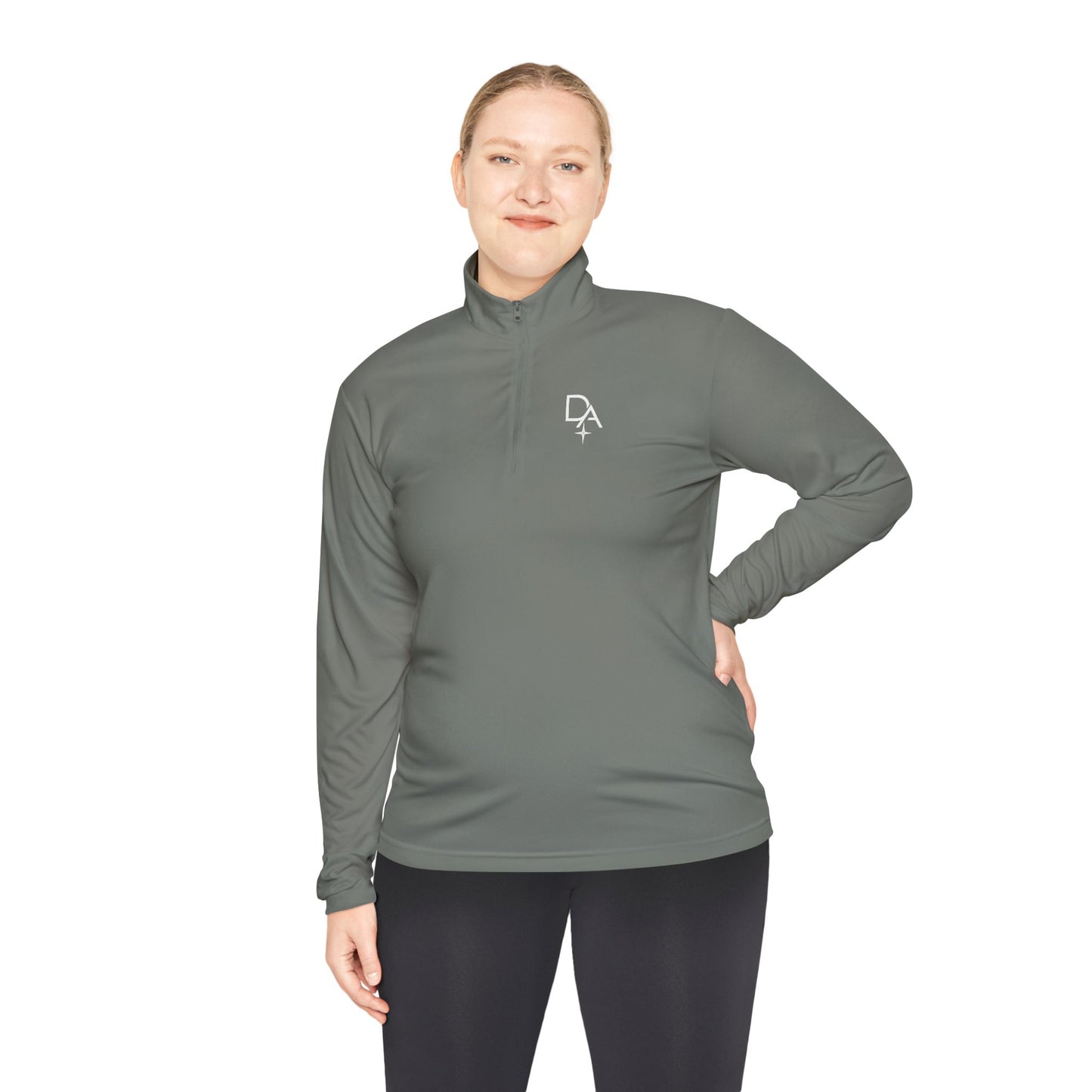 Minimal White Quarter-Zip Pullover — Small Rocket Logo
