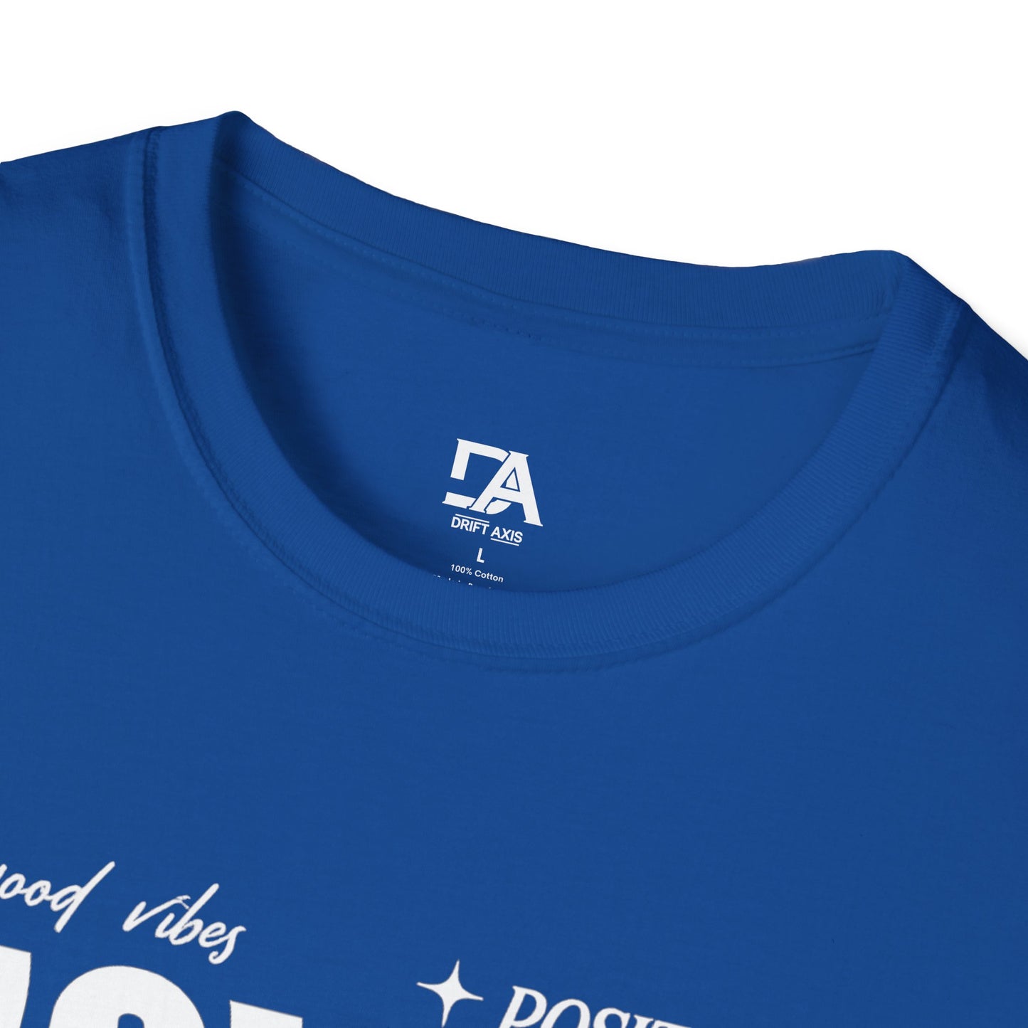 Unique Graphic T-Shirt — "Good Vibes + Positive" Retro Wavy Text