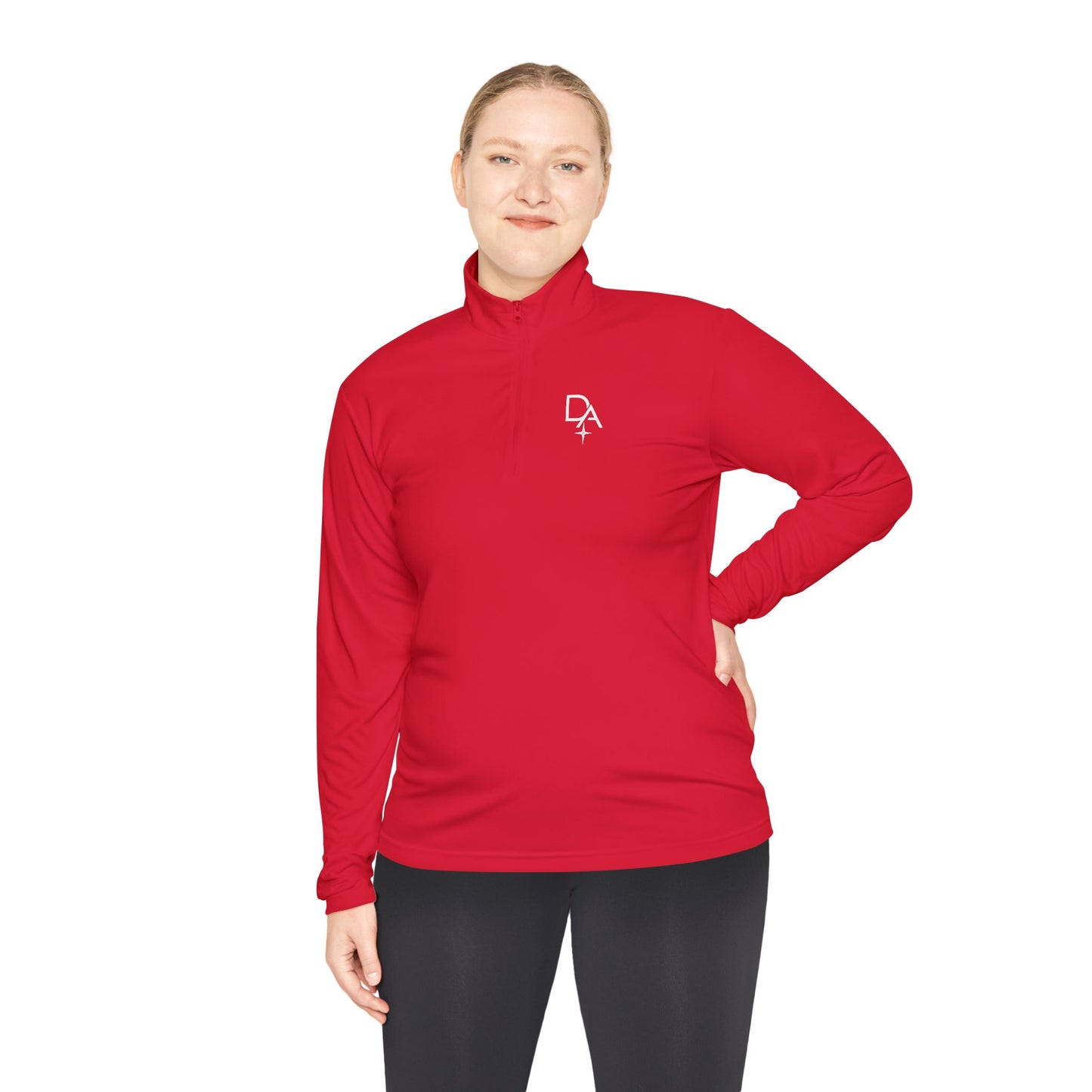 Minimal White Quarter-Zip Pullover — Small Rocket Logo