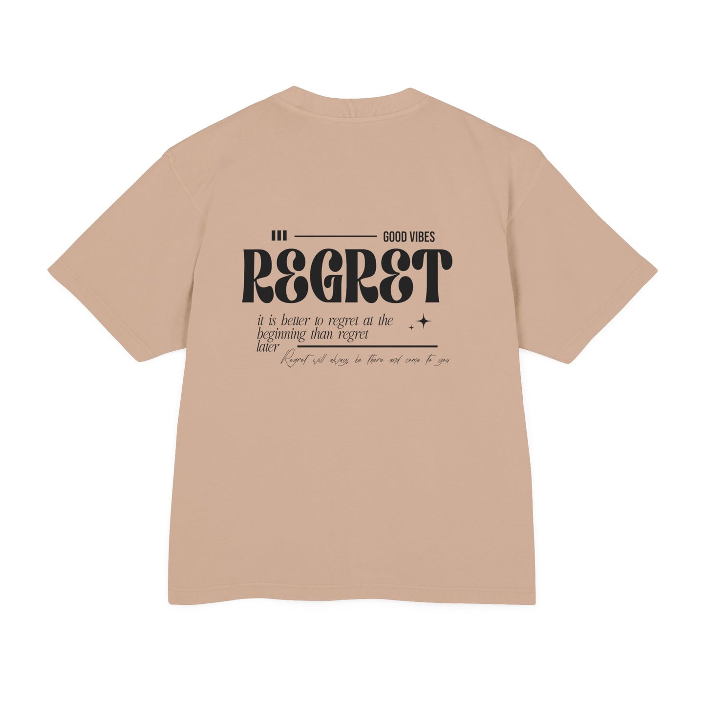 Regret Typography Tee — Minimal Graphic Urban T‑Shirt ("No Regret" Back Print)