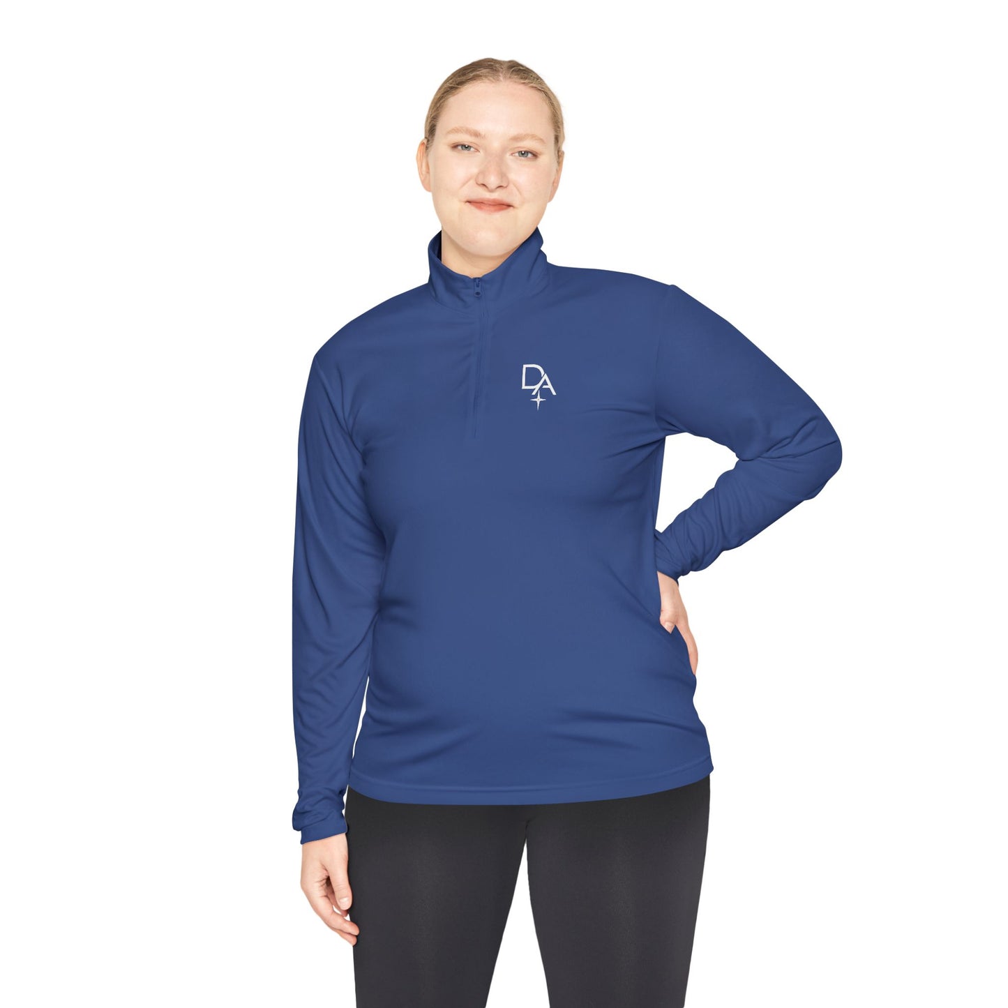 Minimal White Quarter-Zip Pullover — Small Rocket Logo