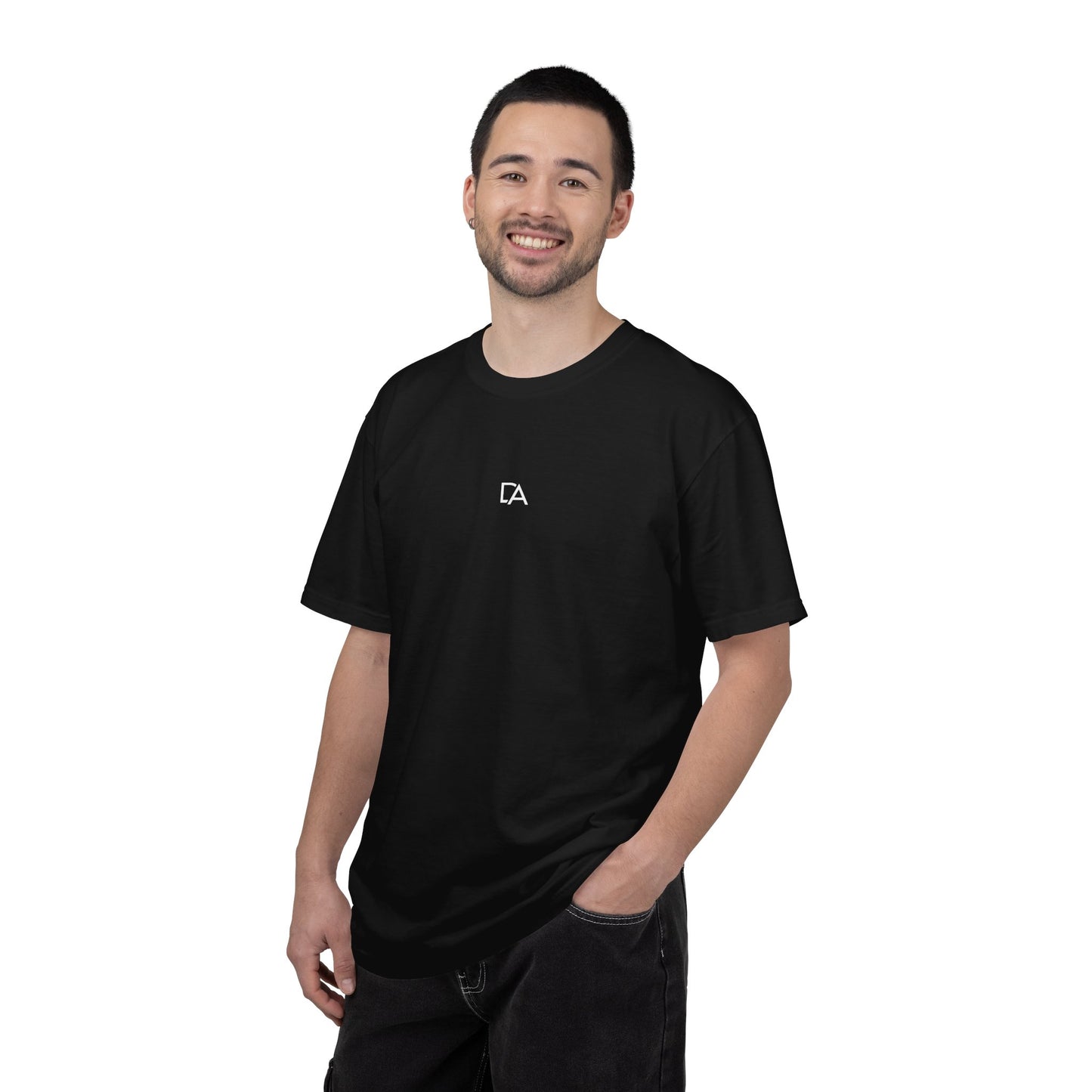 Minimalist 'DA' Logo T-Shirt — Garment-Dyed Casual Tee