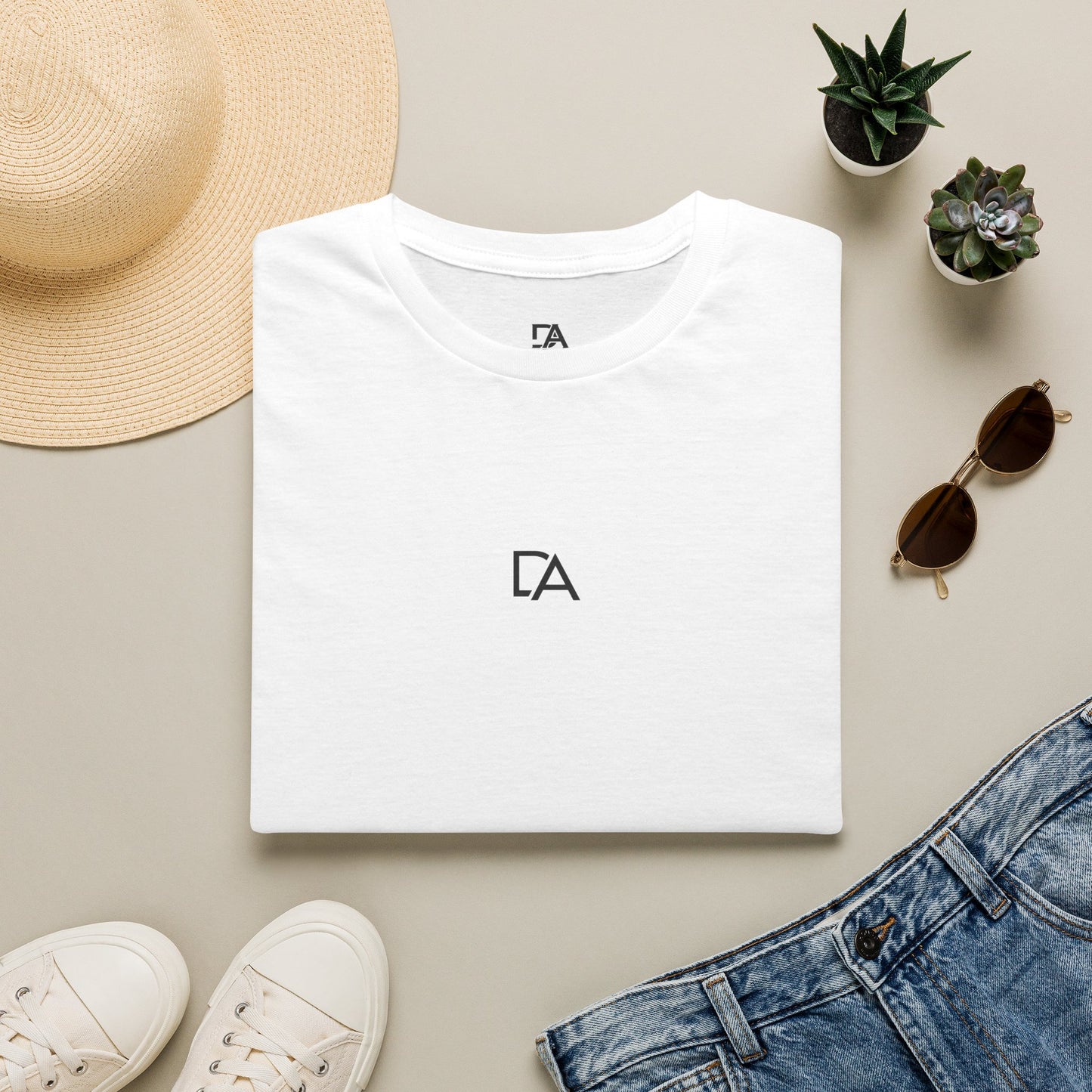 Minimalist 'CA' Logo T-Shirt — Small Chest Monogram Tee