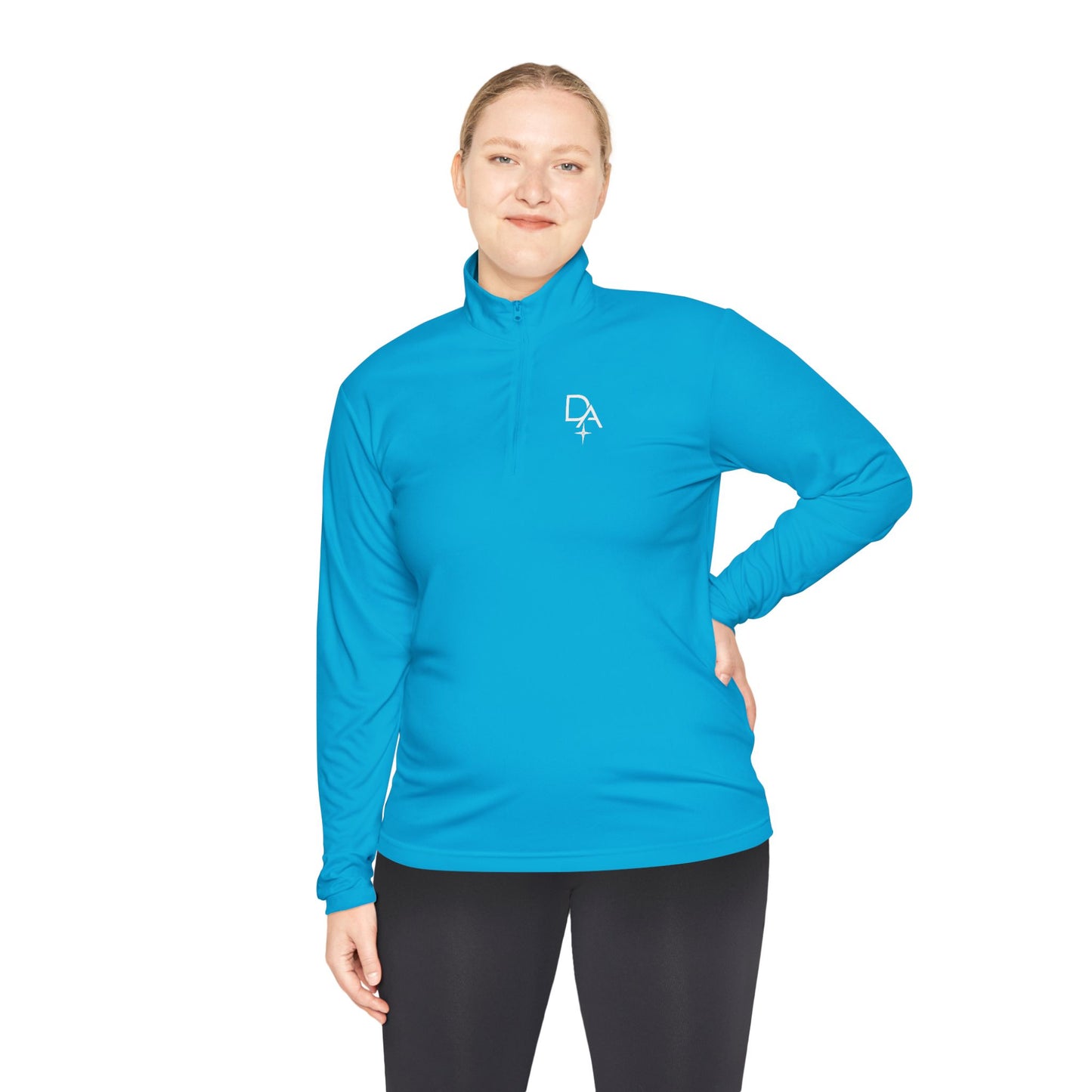 Minimal White Quarter-Zip Pullover — Small Rocket Logo