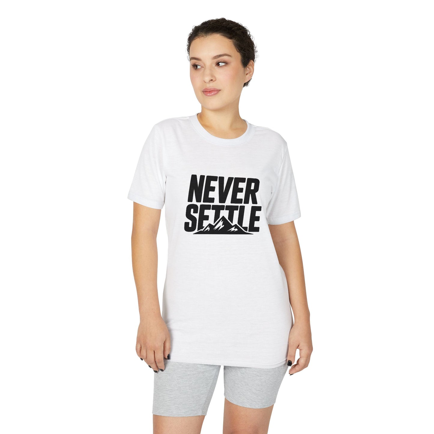 Never Settle Performance T-Shirt — Motivational Outdoor Graphic Tee